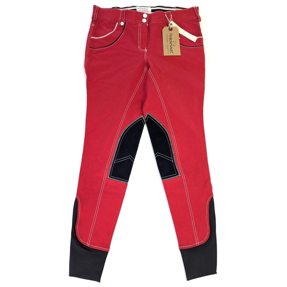 Horseware Ireland Nina Ladies Breeches Cherry Red Knee Patch 30R CLNLFW-RCH0-J8